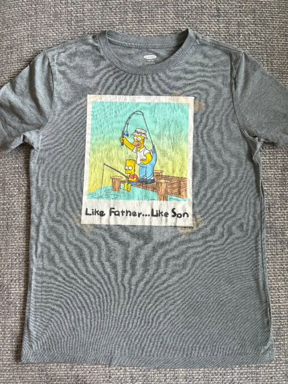 Old Navy Simpsons Like Father Like Son Fishing Graphic Tee Boys L 10/12